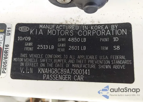 2010 Kia Rondo Lx z USA, uszkodzony, nr VIN KNAHG8C89A7300141